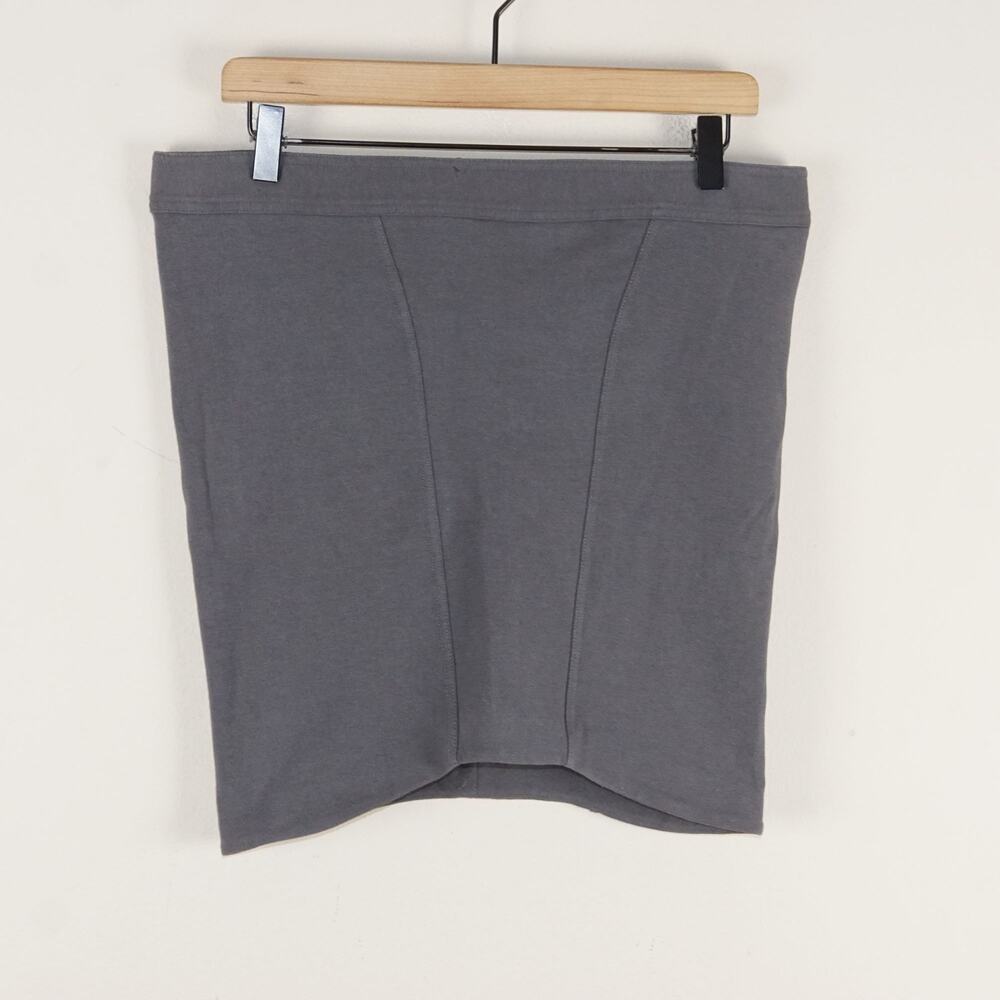 Helmut Lang Gray Pique Knit Curved Hem Mini Bodycon Skirt Womens Sz L